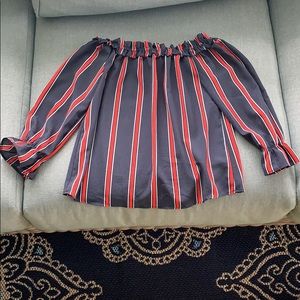 WOMENS 2 (s) OFF THE SHOULDER STRIPED TOP